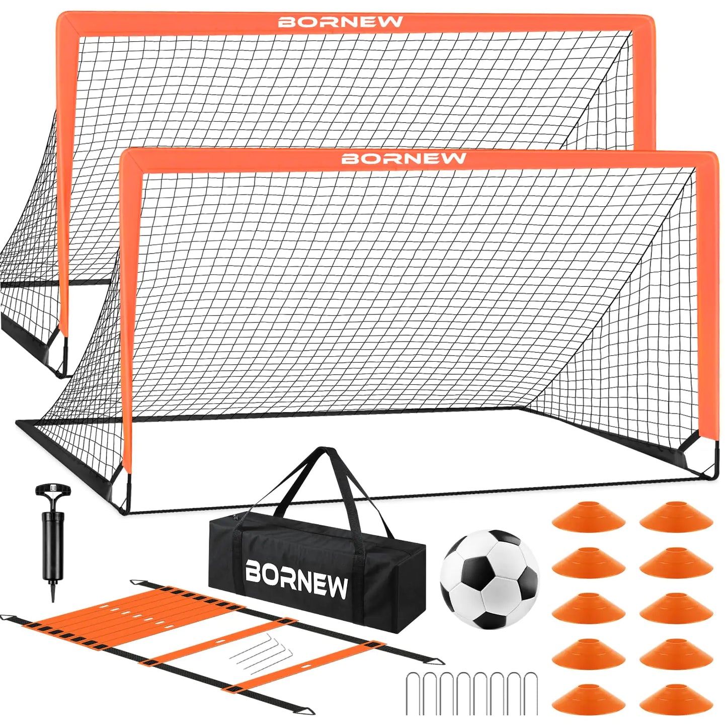 Kids Soccer Goal for Backyard Set - 2 Set of 6X4 FT Toddler Soccer Nets with 20ft Agility Ladder Soccer Ball Pop Up Portable Soccer Set for Kids and Youth Game and Training Goals